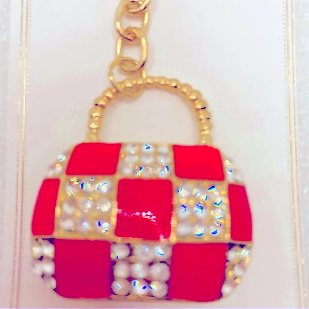 NWT Purse Charm Key Chain Crystal Purse with Golden